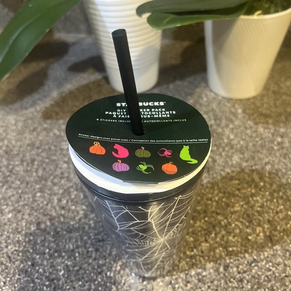 Starbucks Halloween 2021 Glow in Dark Spider web Grande 16oz Cold Cup Tumbler - Picture 3 of 5